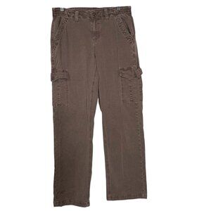 American Eagle Stretch Baggy Cargo Carpenter Pants Brown Size 10 Long